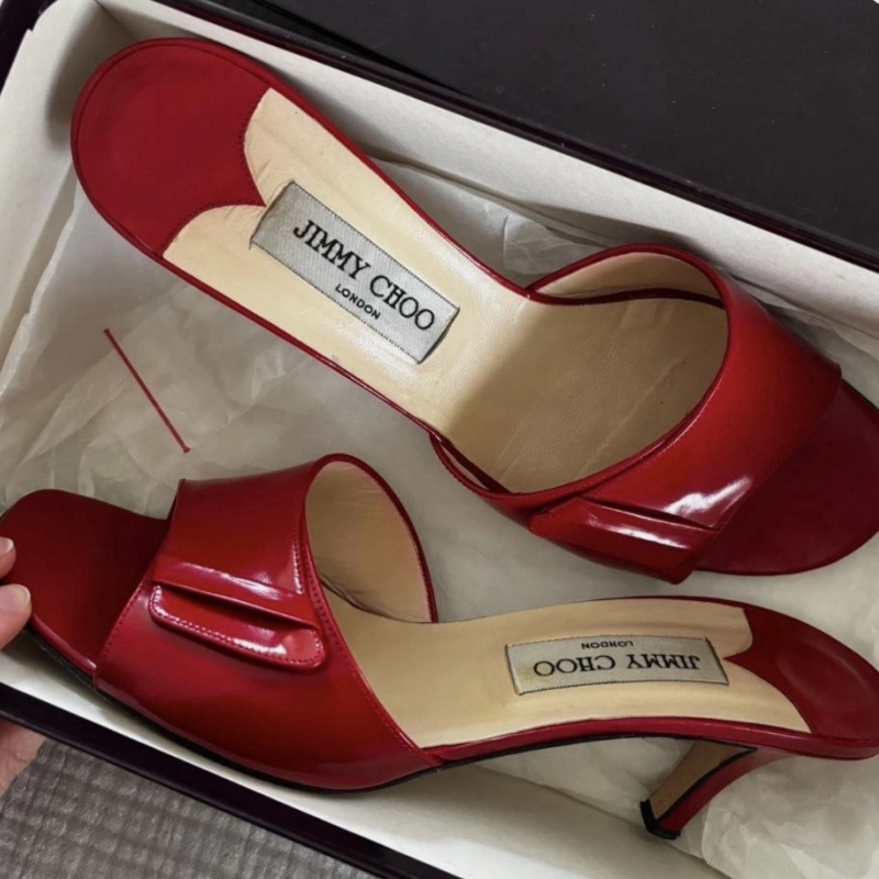Vintage Jimmy Choo Red Leather Slingback Stiletto Heels EU 39.5
