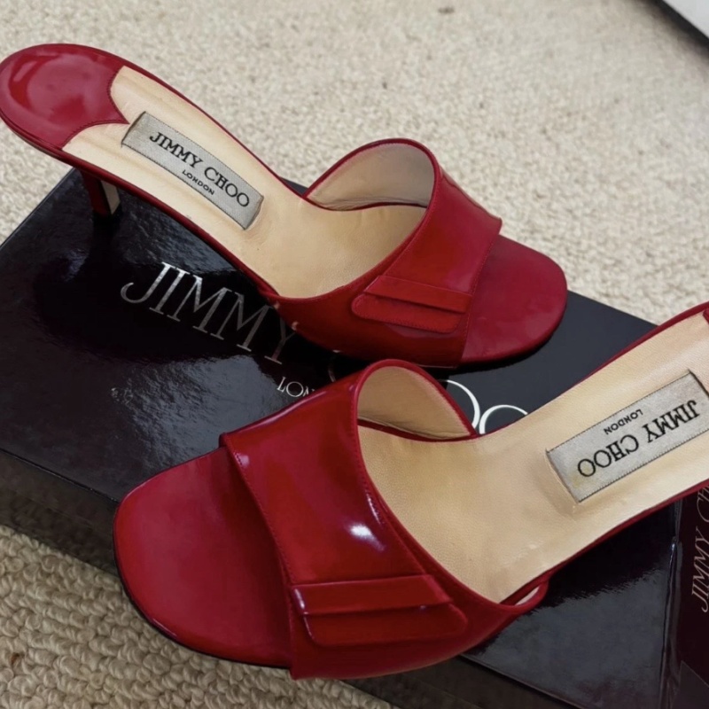 Vintage Jimmy Choo Red Leather Slingback Stiletto Heels EU 39.5