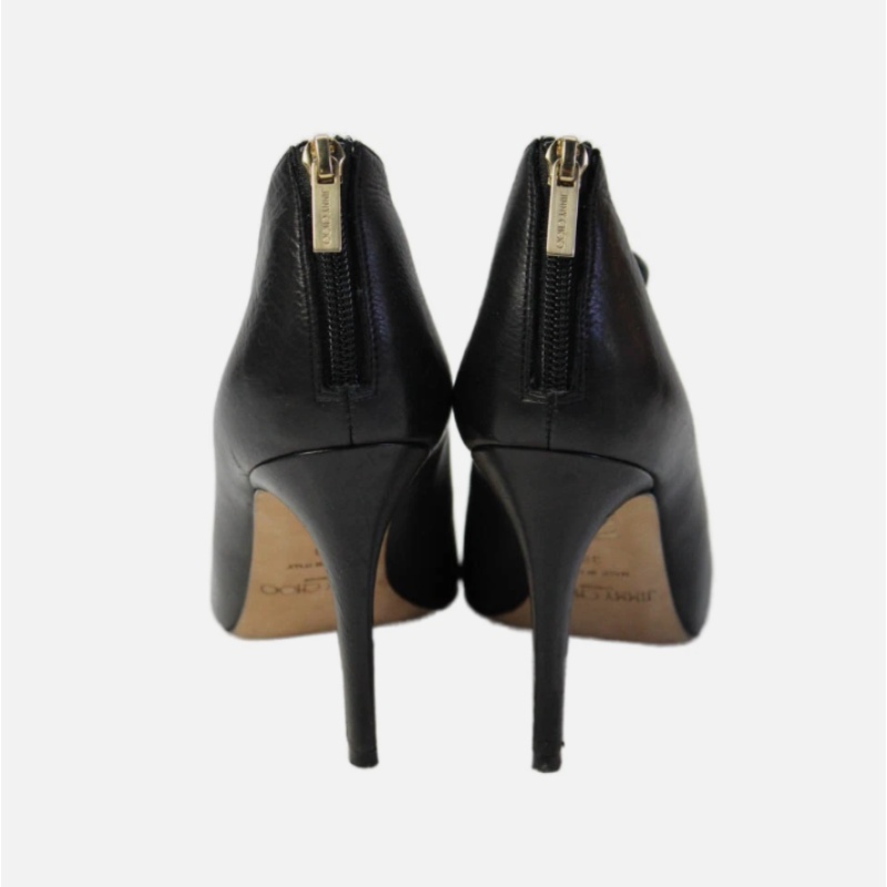 Jimmy Choo Womens Leather Heeled Ankle Booties Black Size 8 US