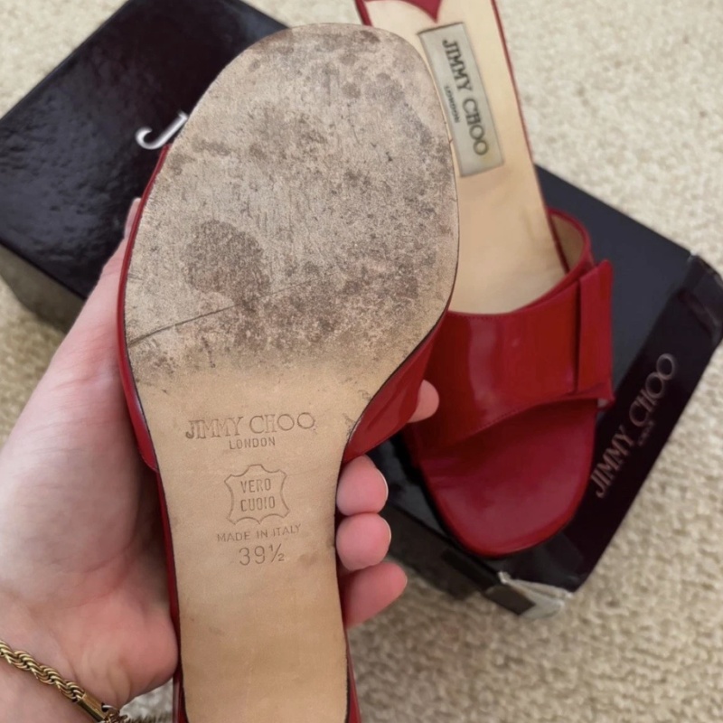 Vintage Jimmy Choo Red Leather Slingback Stiletto Heels EU 39.5