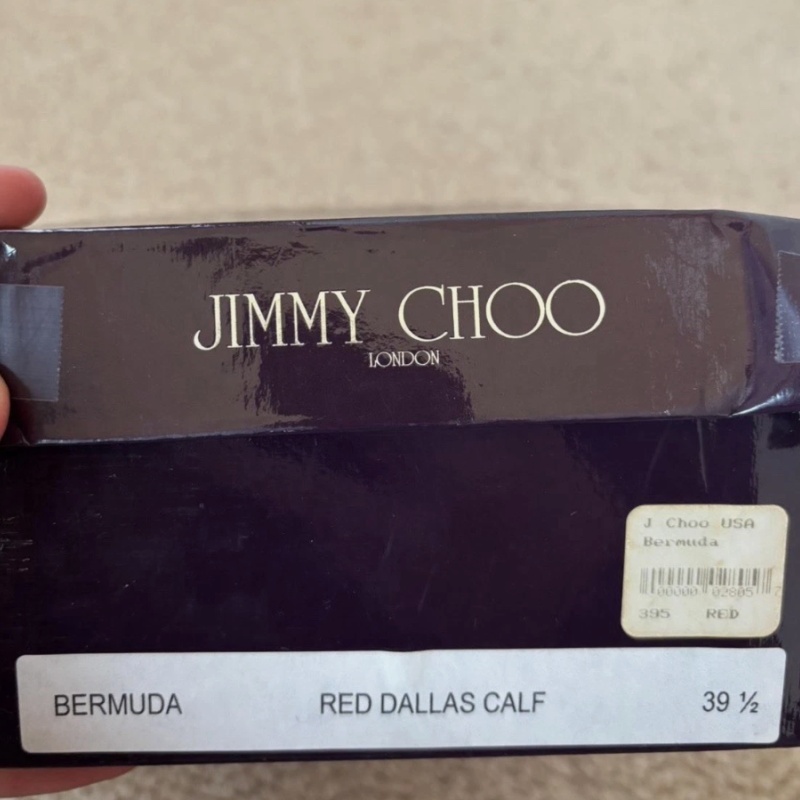 Vintage Jimmy Choo Red Leather Slingback Stiletto Heels EU 39.5